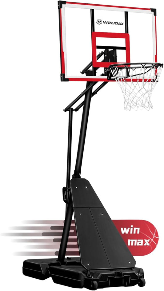 WIN.MAX Basketball Hoop Outdoor with Shatterproof Backboard and Larger Base, Portable Basketball Hoop Goal System Youth/Adults in Backyard/Driveway/Poolside
