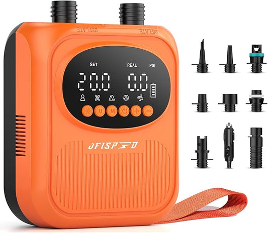 Paddle Board Pump, 20PSI High Pressure SUP Pump with Auto-Off, Dual Stage Inflation & Deflation for Stand Up Paddle Boards, Boat, Tent, Mattress