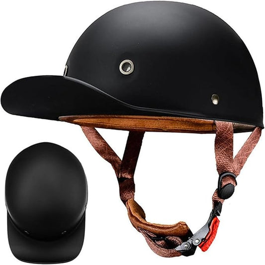 Vintage Baseball Cap Open Face Motorcycle Helmet - DOT Approve,GermanStyle Half Helmet for Adults, Ideal for Cruiser, Scooter & Moped, Unisex Design