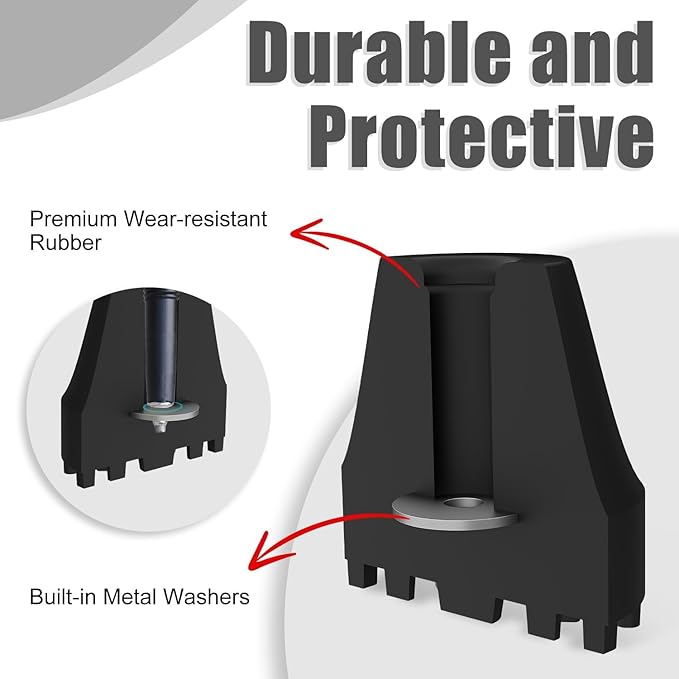 supregear Replacement Rubber Tips for Trekking Poles and Walking Sticks, Anti-Slip Shock-Absorbing Black Feet Caps, Universal Fits 11 mm Standard Hiking Canes and Collapsible Walkers