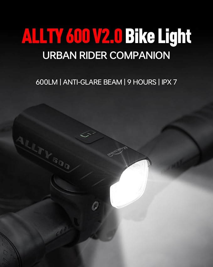 Magicshine Allty Commuter Bike Lights Allty 400, Allty 600, Allty 800 Road Bike Light, USB Type-C Rechargeable, IPX7 Waterproof LED Bike Light for Road, Urban Cyclists
