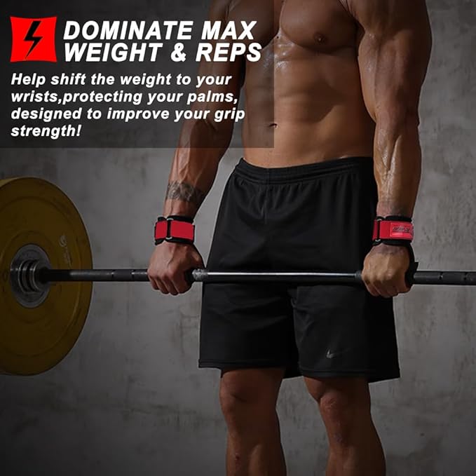 Wrist Straps for Weightlifting for Maximum Grip Support - Lifting Deadlift Strap & Weight Lifting Grips Gloves for Working Out Pull Up Deadlifting & Shrugs