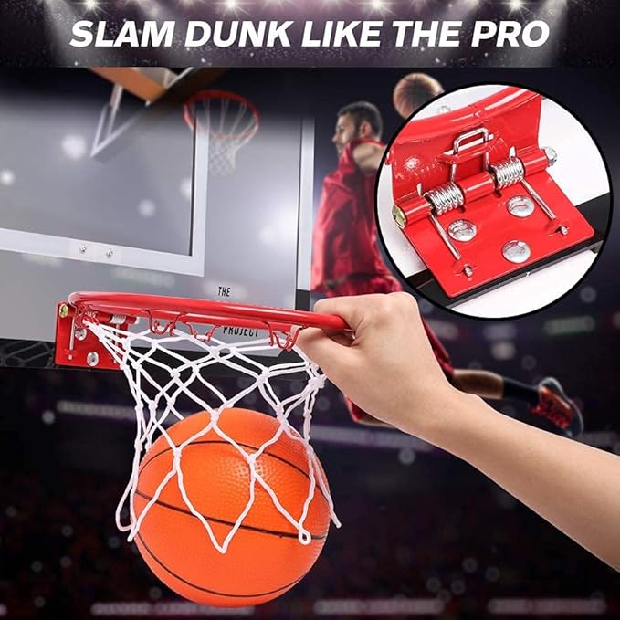 Large Indoor Mini Basketball Hoop Set for Kids and Adult 24 X 16 Inch Board Family Games for Home and Office Door & Wall with 3 Balls and Complete Accessories, Basketball Toy Gift for Boys Girls Teens