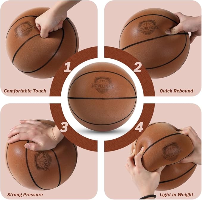 novelinks Silent Basketball Indoor Noiseless Basketball Higher Bounce Training Quiet Ball PU Foam Ball for Indoor Training and Activities