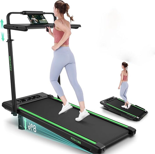 ANCHEER Walking Pad Treadmill with 12% Incline&Adjustable Height, 4 in 1 Under Desk Treadmills with Desk Workstation, Foldable Treadmill for Home 300lb,3 Type Control
