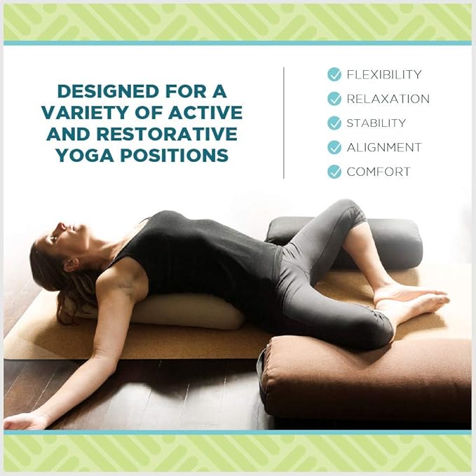 Bean Products Yoga Bolster - Made In The USA With Eco Friendly Materials - Round or Rectangular Support Cushions That Elevate Your Practice - Organic Hemp Cover