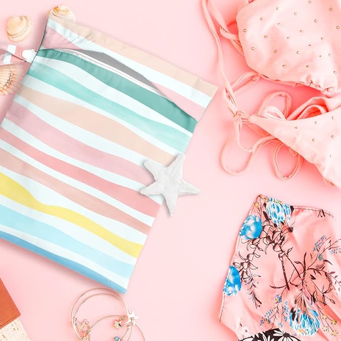Wet Bag, Wet Dry Bag, Wet Bag for Swimsuit, Travel, Beach, Pool, Diapers, Dirty Yoga Gym Clothes, Makeup Bag, Waterproof Reusable Beach Bag Ocean Decor Starfish Sea Horse Anchor