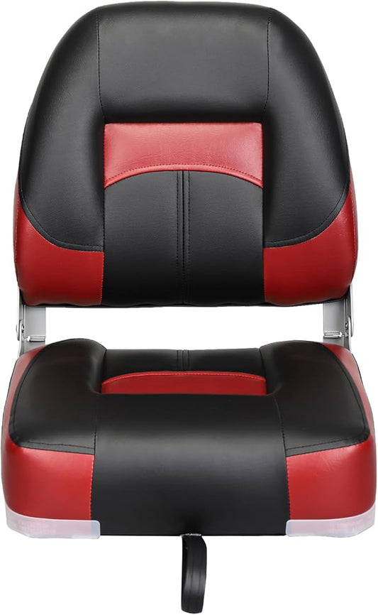 Two Tone Low Back Folding Boat Seat,Black/Red