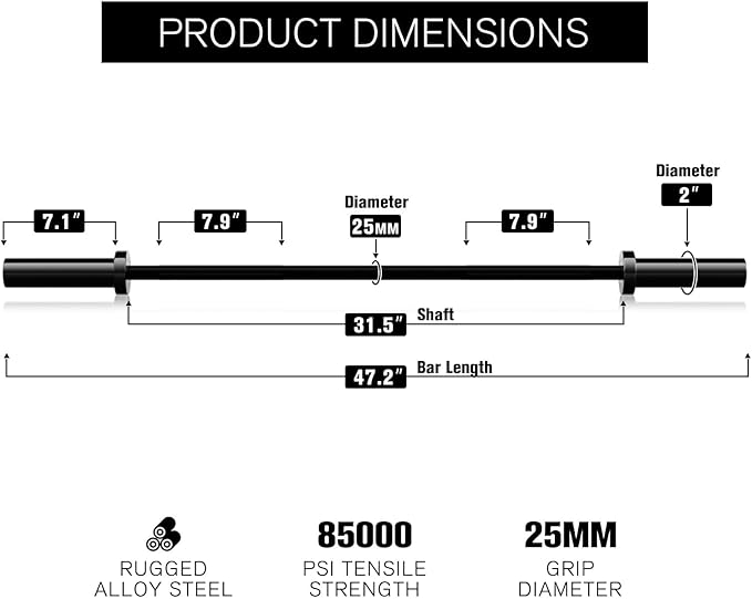RitFit Barbell Weight Set - 4/6FT Olympic Barbell with Weight Plates (55-275LB Total) - Weightlifting Equipment for Squats, Curls, Deadlifts, Presses, Hip Thrusts