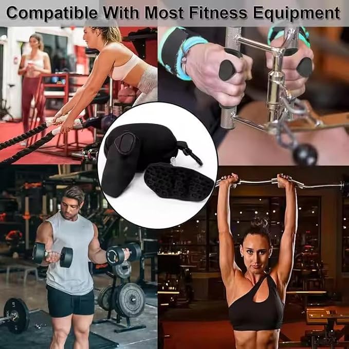 Anti-Slip Workout Grips - Weight Lifting Grips | 1 Pair Gym Hand Grip | Rubber Gym Grips | Silicone Dumbbell Bar Handle Grips | Ergonomic Palm Protection Gloves | Fingerless Workout Gloves for Adults