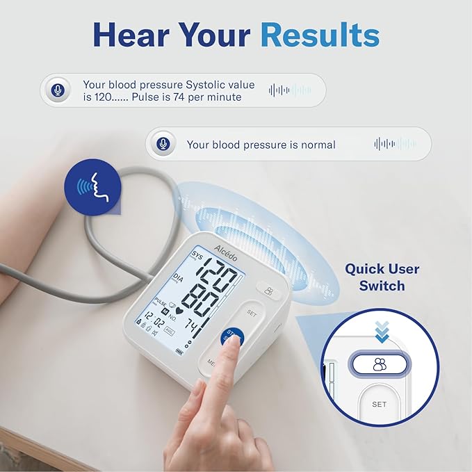 Alcedo Blood Pressure Monitor for Home Use, Automatic Digital BP Machine with Large Cuff for Upper Arm (Backlit Large Screen)
