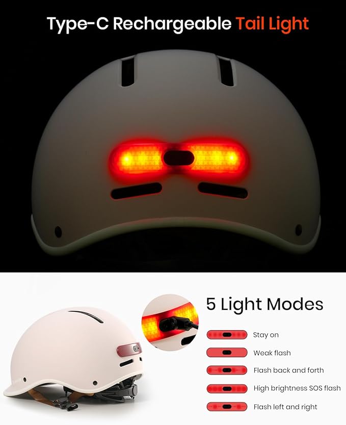 Bike Helmet for Adult: Bicyle Helmet with EPS Foam Interior for Men & Women, Adjustable Cycling Helmet with LED Light Safety Certified for Commuting