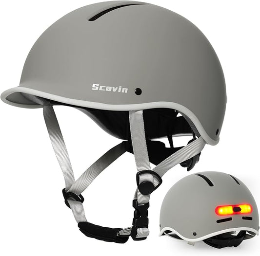 Bike Helmet for Adult: Bicyle Helmet with EPS Foam Interior for Men & Women, Adjustable Cycling Helmet with LED Light Safety Certified for Commuting