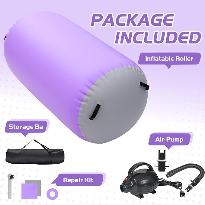 Inflatable Gymnastics Air Roller Set, Tumble Rolling Air Roller Gymnastics Barrel with Electric Pump for Kids Adults Home Outdoor Gymnastic Training Cheerleading Yoga