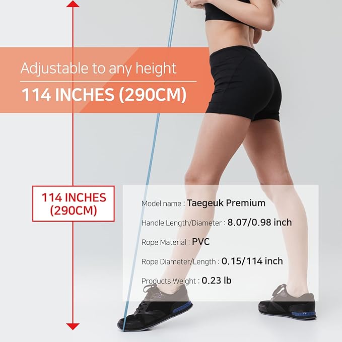 Skipping Jump Rope for Fitness Workout - Light Weight, Adjustable, Tangle Free, Excellent line control for Cardio Boxing, CrossFit, Training Exercise All Ages and Gender ( Special Luxury, KA-220, Made in Korea)