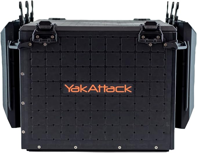 YakAttack BlackPak Pro 16" x 16" Kayak Fishing Crate with 6 Rod Holders - Black | Tackle Storage Box & Fishing Gear Organizer | Lightweight, Durable & Customizable Kayak Fishing Accessory