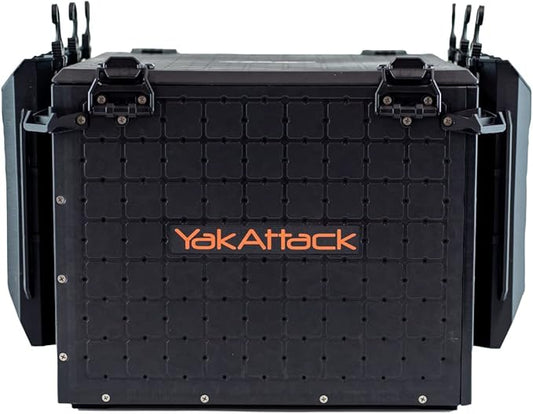 YakAttack BlackPak Pro 16" x 16" Kayak Fishing Crate with 6 Rod Holders - Black | Tackle Storage Box & Fishing Gear Organizer | Lightweight, Durable & Customizable Kayak Fishing Accessory
