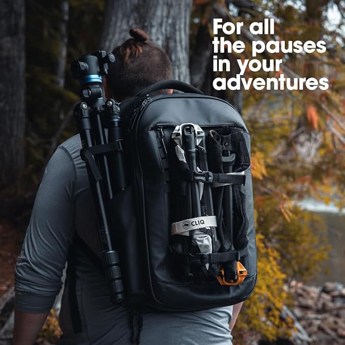 CLIQ Portable Chair Version 1.0 - Collapses to Size of Water Bottle - Lightweight Folding Chair for Camping - Outdoor Chair Supports 300 Lbs - Camp Chair Outdoor Adventures - Black