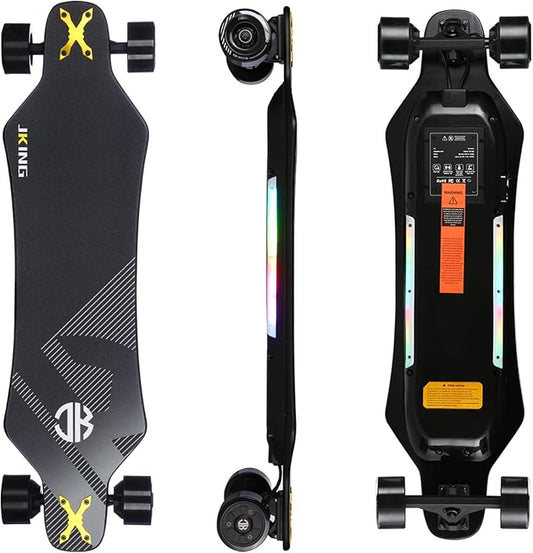 JKING Electric Skateboard Electric Longboard with Remote Control Electric Skateboard,900W Hub-Motor,26 MPH Top Speed，21.8 Miles Range,3 Speed Adjustment，Max Load 330 Lbs,6 Months Warranty