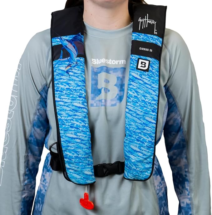 BLUESTORM Cirrus26 Inflatable PFD Life Jackets for Adults | US Coast Guard Approved Automatic Life Vest w/Manual Override Convertibility