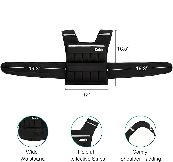 ZELUS Weighted Vest, 20lb/30lb/60lb Vest Adjustable Weights for Exercise, Weight Vest for Men, Workout Vest for Home Workouts Cardio Strength Training Weight Loss