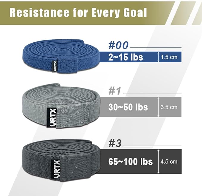 VRTX Fabric Resistance Bands for Men & Women | Long Exercise Band for Workout, Stretch, Yoga, Full Body Training | Soft Mesh Cloth, Non-Slip, High Durability Elastic Straps