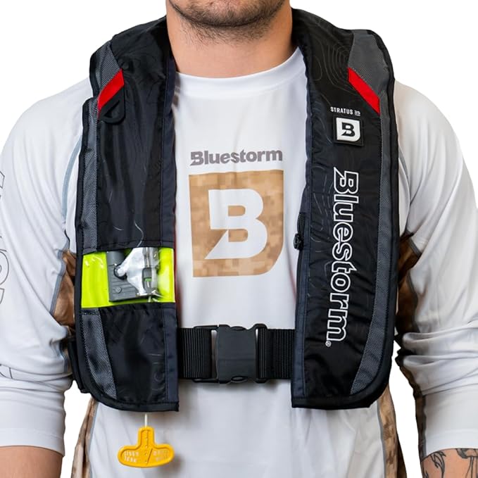 BLUESTORM Stratus 35 Inflatable Life Jacket PFD for Adults | US Coast Guard (USCG) Approved Automatic Self Inflating Life Vest Preserver with Manual Ripcord