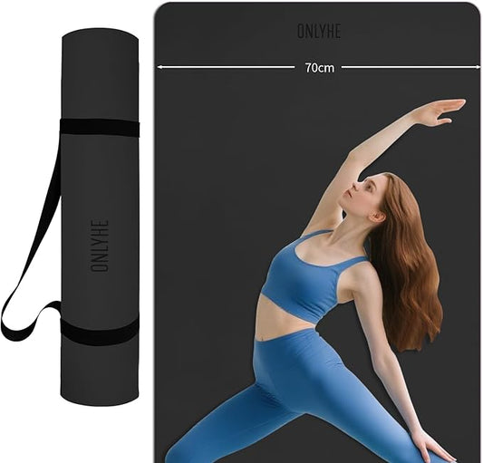Yoga Mat Extra thick 8mm Exercise mat, Soft Lightweight TPE Fitness Mat with strap, High Elasticity, Anti-fatigue,non-slip mat for Women, Yoga, Camping, Travel, Gym & Outdoor | 72"L x 0.32"Th