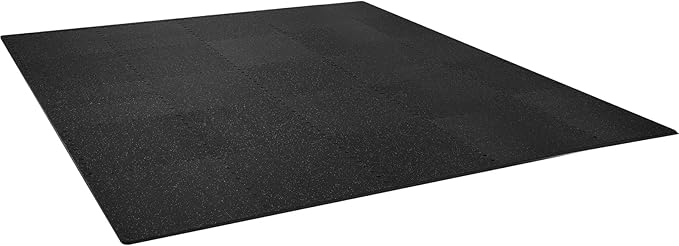 VEVOR 0.56 Inch Thick Gym Floor Mats, Rubber Top with EVA Foam, 25" x 25" Gym Flooring Workout Mats, Interlocking Puzzle Gym Mats for Gym, Home, Garage