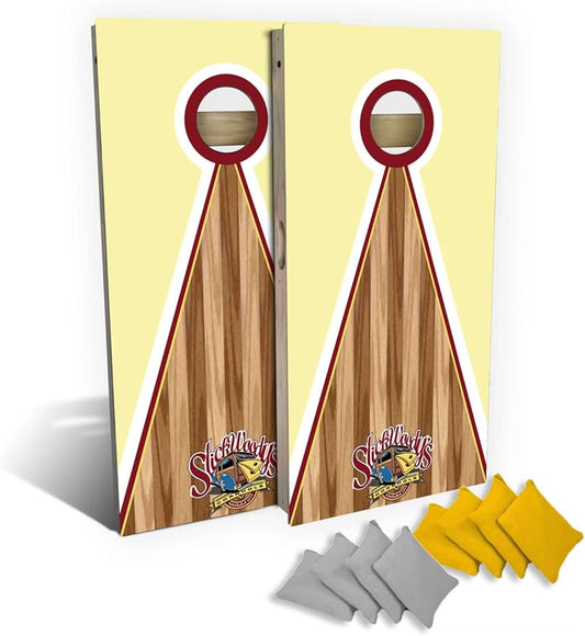 Slick Woody's Professional-Grade Cornhole Boards - 4'x2' Solid Wood Regulation Woodgrain Flag Bean Bag Toss Game with 8 Resin Filled Bags
