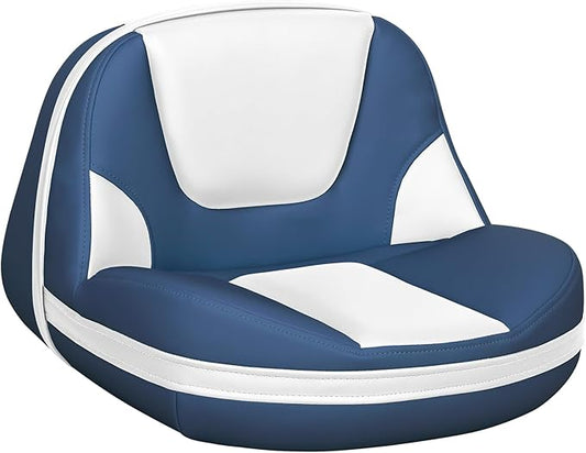 Lean Pro Casting Fishing Boat Seat High Back Bass Boat Seat, White/Blue