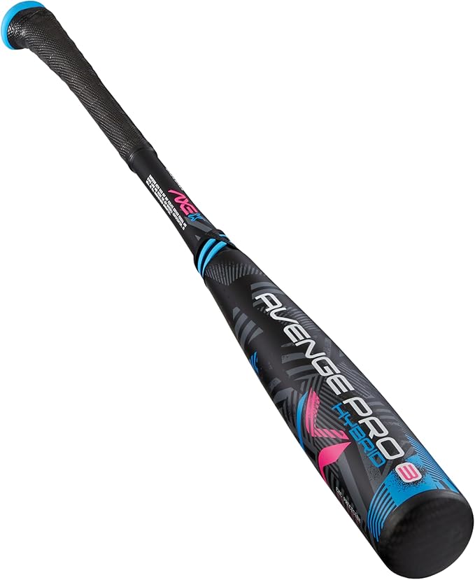 Axe | Avenge Pro 3 Hybrid | USA Baseball Bat | Drop -10/-8/-5 | 3-Piece Hybrid | 2 5/8" Barrel | Black/Blue/Pink