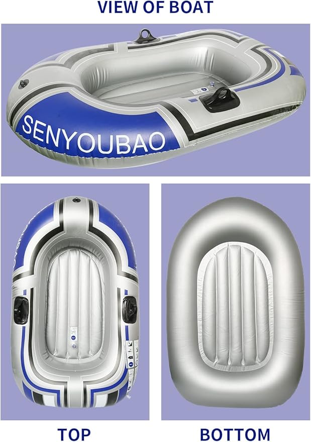 ptlsy Inflatable Boat, Swimming Pool Lake Float Raft for Adults, Portable Fishing Boat Raft for Lake with Oars Hand Pump