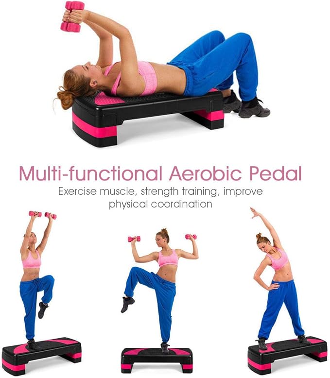 Goplus 31" Aerobic Exercise Stepper Deck, Adjustable Fitness Workout Step Platform Trainer with Risers, 4”6”8”Levels Height-Adjustable, for Home Gym and Office