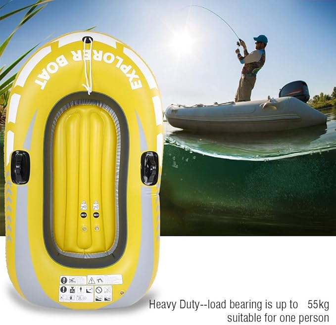 1 Person PVC Inflatable Kayak Boat 55kg Capacity Portable Fishing Canoe for Drifting and Diving
