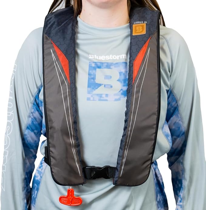 BLUESTORM Cirrus26 Inflatable PFD Life Jackets for Adults | US Coast Guard Approved Automatic Life Vest w/Manual Override Convertibility