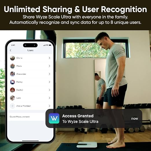 Wyze Scale Ultra, Smart Scale with 4.3" Color Display, Digital Bathroom Scale for Body Weight BMI Muscle Mass Composition, Wi-Fi & Bluetooth Body Fat Scale with Heart Rate- White