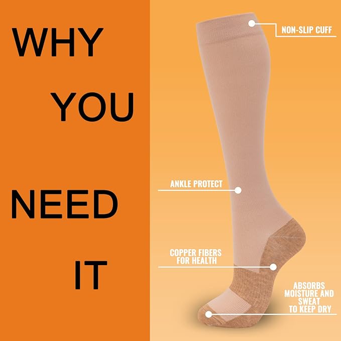 fenglaoda 8 Pairs Compression Socks for Men & Women 20-30 mmHg Knee High Nurse Pregnant Running Medical and Travel Athletic