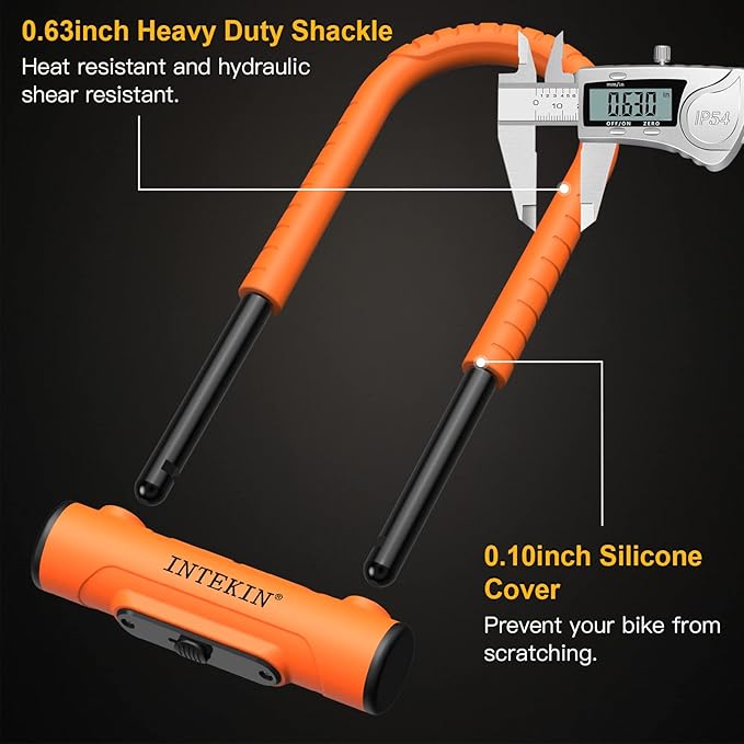 Bike U Lock Heavy Duty Bike Lock Bicycle Lock, 16mm U Lock and 3ft / 5ft / 6ft Length Security Cable with Sturdy Mounting Bracket for Bicycle, Motorcycle and More