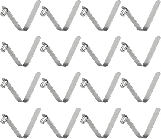 HARFINGTON 16pcs Single Button Kayak Paddle Snap Spring Clip 6x8.5x50mm 65Mn Spring Steel V-Shaped Solid Lift Telescopic Locking Tube Pole Clips for Tent Umbrella Camping