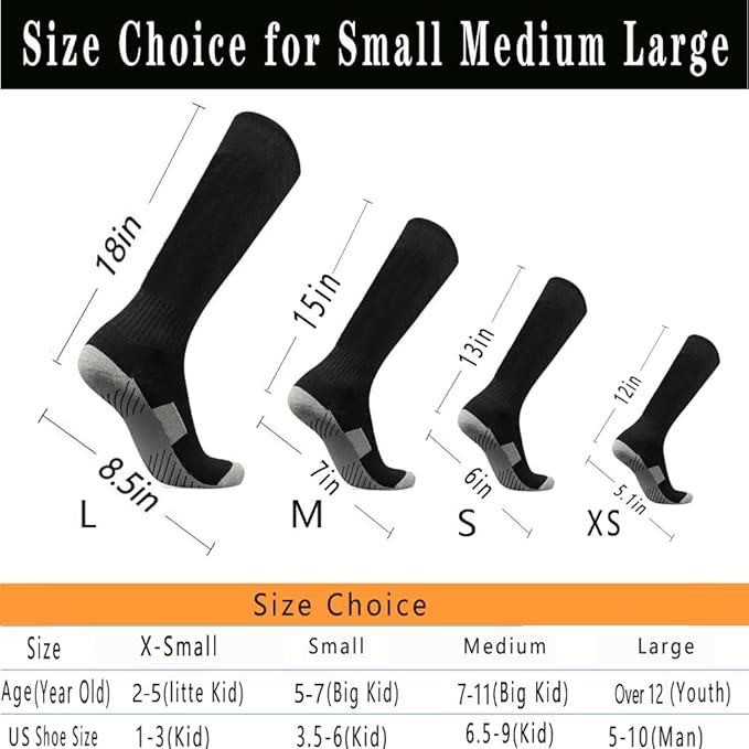 Baseball Socks 3 Pairs for Kid Youth Adult(4-20 Years Old) Team Sport Athletic Soccer Socks Cushion Softball Socks