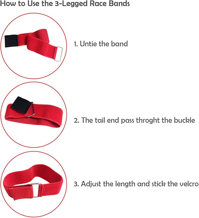 10 PCS 3 Legged Race Bands Three Legged Race Durable Firm Elastic Tie Rope Colorful 3 Leg Race Band for Kids Adult Outdoor Fun