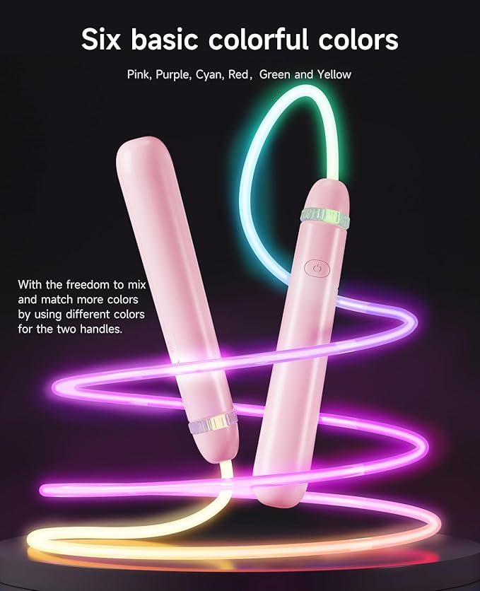 LED Light Up Jump Rope for Kids and Adult, Adjustable Glowing Skipping Rope for Boys and Girls, Colorful Luminous Jumping Rope for Fitness and Workout