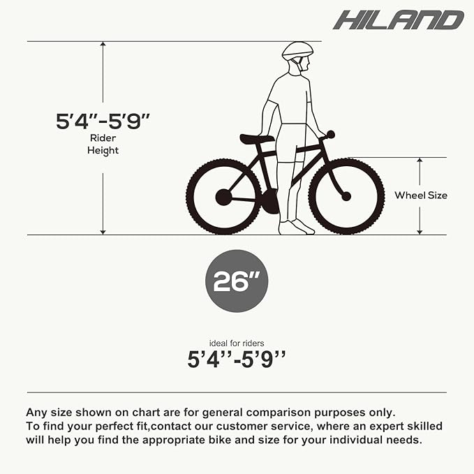 HILAND 26 Inch Mountain Bike for Mens and Womens, 21 Speeds Mountain Bicycle, High-Tensile Steel Frame, V Brake, Hardtail MTB for Adults
