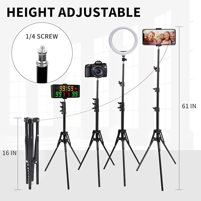 Samshow LED Electronic Scoreboard Digital Score Keeper with Remote & Tripod, Basketball Scoreboard with Shot Clock & Timer & 12/24h Real Time for Football/Corn Hole/ping Pong/Table Tennis