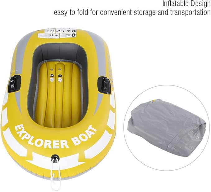 1 Person PVC Inflatable Kayak Boat 55kg Capacity Portable Fishing Canoe for Drifting and Diving