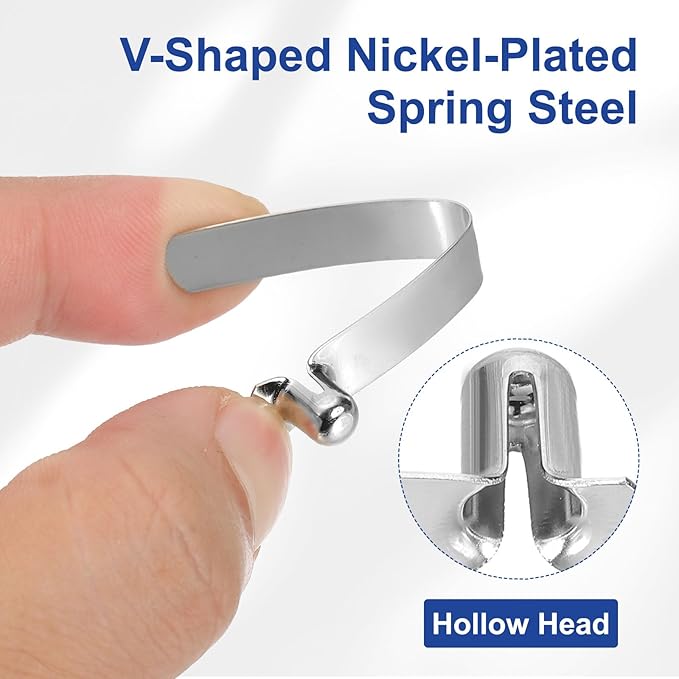 HARFINGTON Single Button Kayak Paddle Snap Spring Clip Spring Steel V-Shaped Hollow Lift Telescopic Locking Tube Pole Clips for Tent Camping