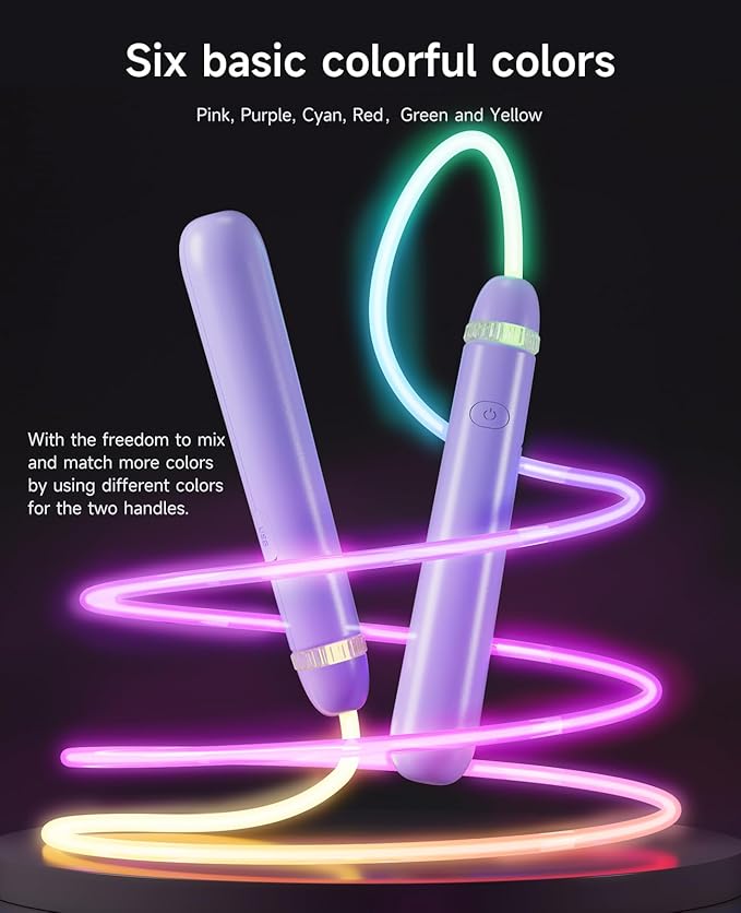 LED Light Up Jump Rope for Kids and Adult, Adjustable Glowing Skipping Rope for Boys and Girls, Colorful Luminous Jumping Rope for Fitness and Workout