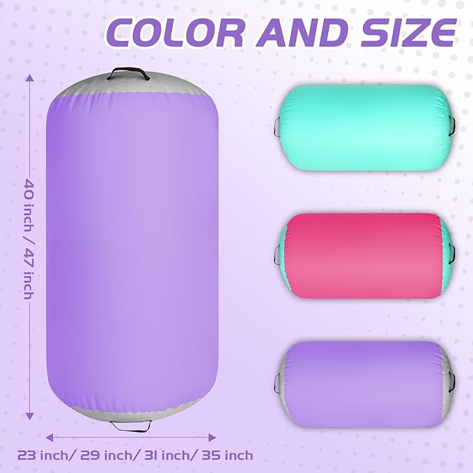 Inflatable Gymnastics Air Roller Set, Tumble Rolling Air Roller Gymnastics Barrel with Electric Pump for Kids Adults Home Outdoor Gymnastic Training Cheerleading Yoga