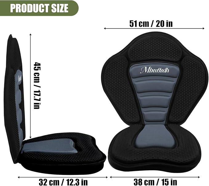 Deluxe Padded Kayak Seats - Premium Shockproof Seats with Back Support for Kayaking, Canoeing, Fishing, Paddle Boarding - Comfort, Versatility and Extra Storage